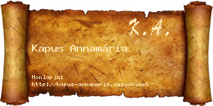 Kapus Annamária névjegykártya